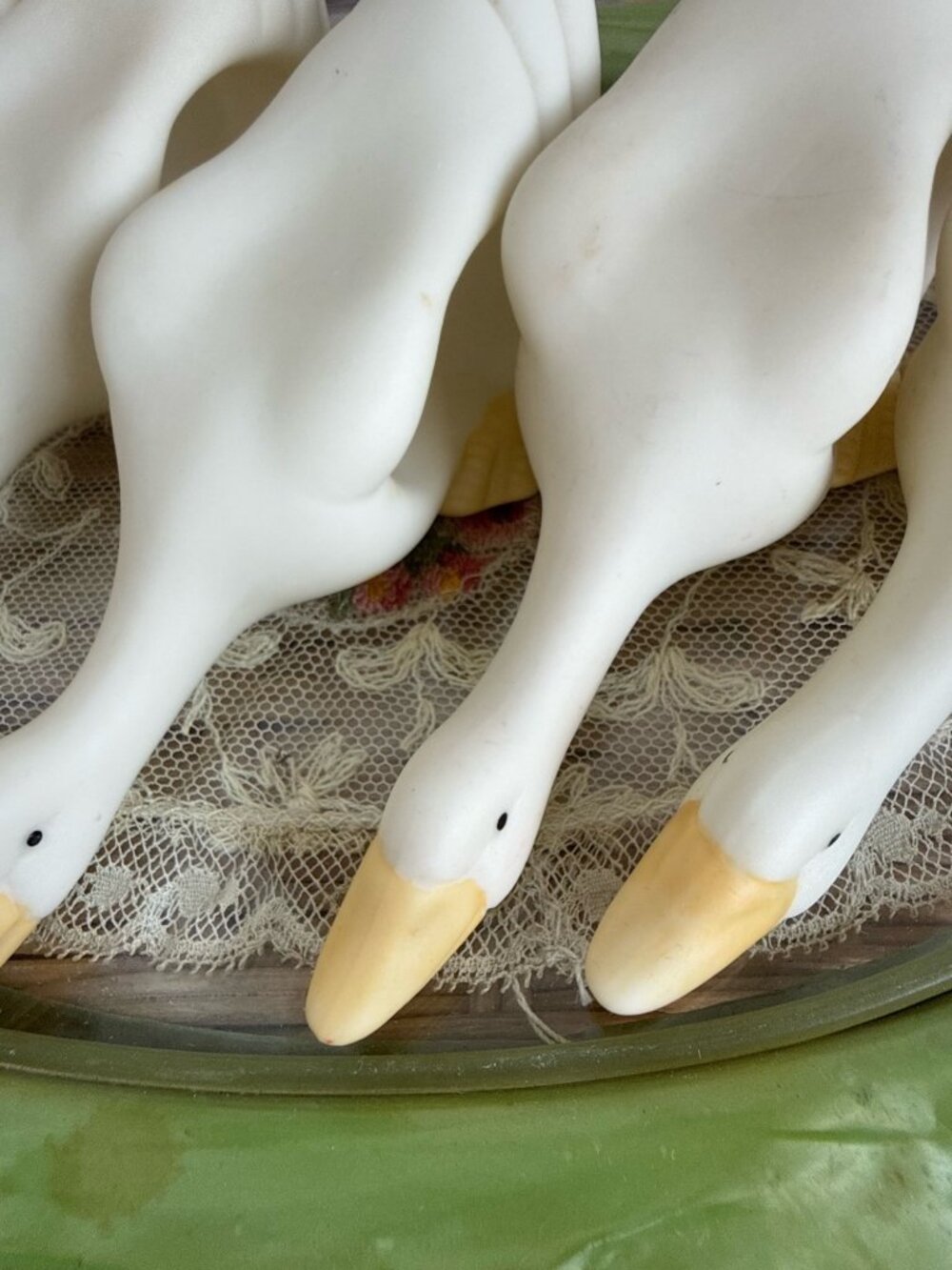 Vintage 70s Lot 5 Bisque Porcelain Geese Ducks Napking Rings Table wear Retro - Picture 2 of 9